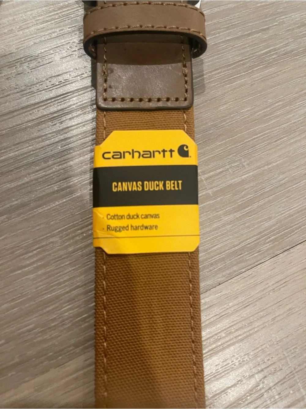 NWT Carhartt Men’s Tan Canvas Belt with Leather Trim